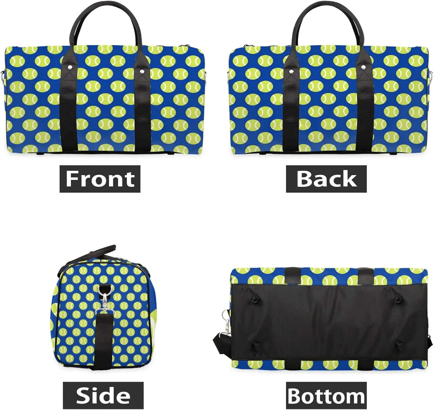 Tennis Ball Travel Duffle Bag, Weekender Bags for Women Men Sports Theme Navy Blue Carry on Overnight Bag Waterproof Gym Bags, Hospital Bag for Labor and Delivery