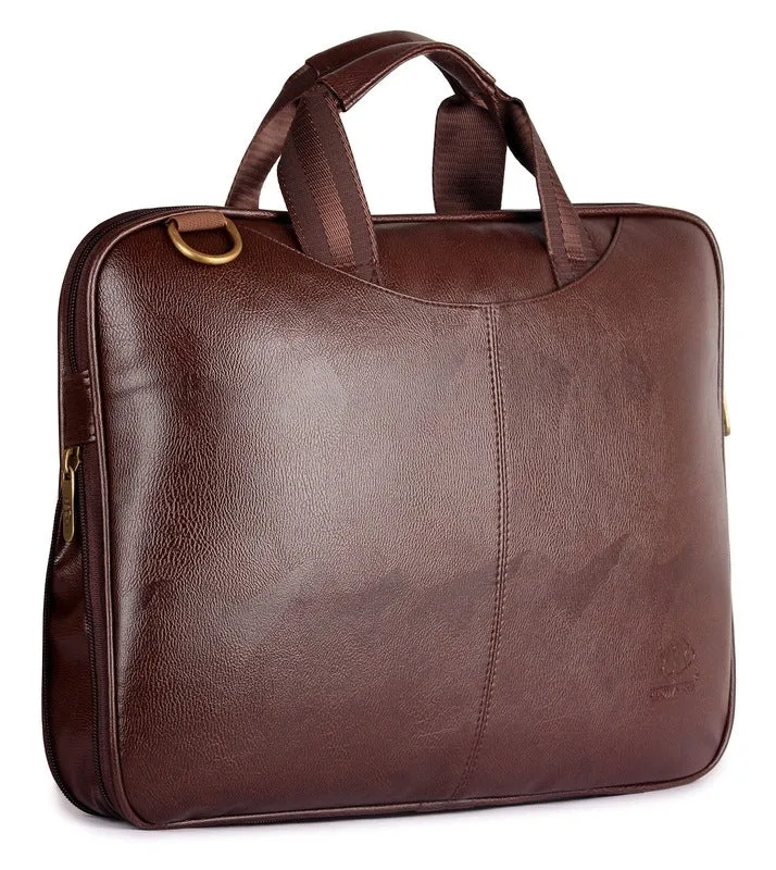 THE CLOWNFISH Compact 15.6-Inch Laptop Bag - Expandable, Durable | Adjustable Strap | 15.6-Inch | Chestnut Brown