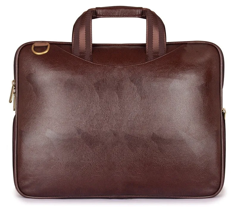 THE CLOWNFISH Compact 15.6-Inch Laptop Bag - Expandable, Durable | Adjustable Strap | 15.6-Inch | Chestnut Brown