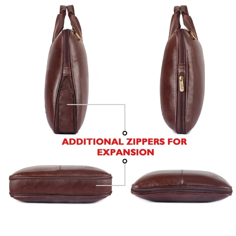 THE CLOWNFISH Compact 15.6-Inch Laptop Bag - Expandable, Durable | Adjustable Strap | 15.6-Inch | Chestnut Brown