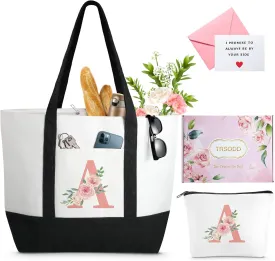 TRSODD Birthday Gifts for Women Mothers Day Gifts for Mom Wife Grandma Daughter Sister Teacher Appreciation Large Tote Bag and Makeup Bag A