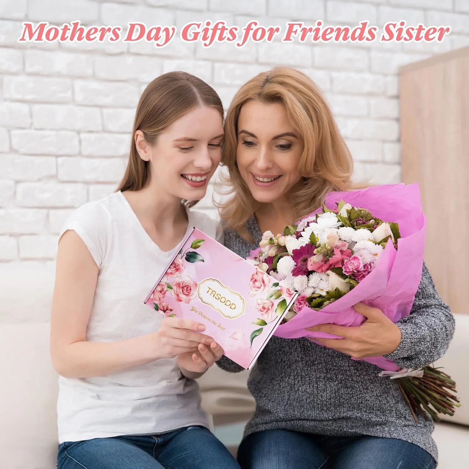 TRSODD Birthday Gifts for Women Mothers Day Gifts for Mom Wife Grandma Daughter Sister Teacher Appreciation Large Tote Bag and Makeup Bag A