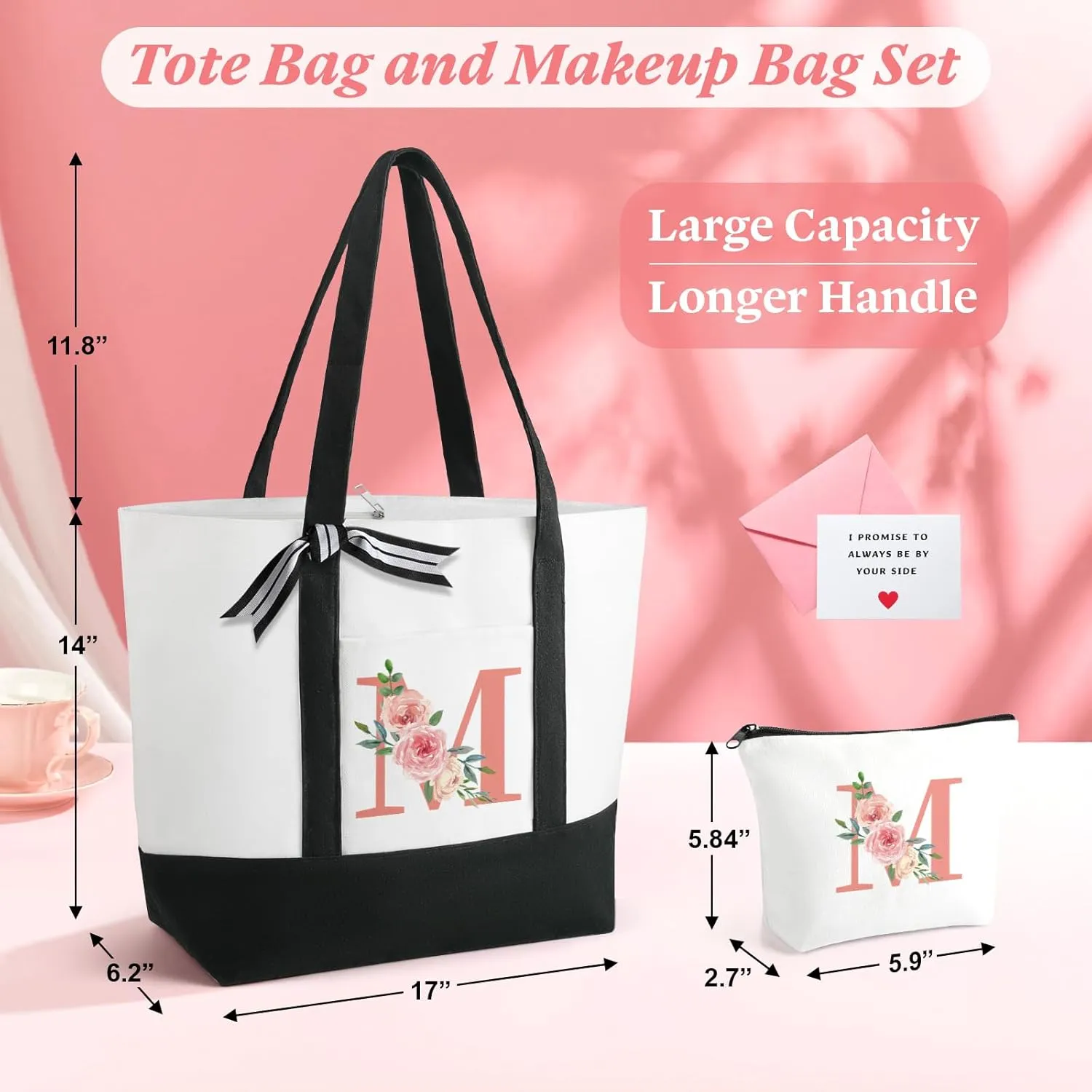 TRSODD Birthday Gifts for Women Mothers Day Gifts for Mom Wife Grandma Daughter Sister Teacher Appreciation Large Tote Bag and Makeup Bag A