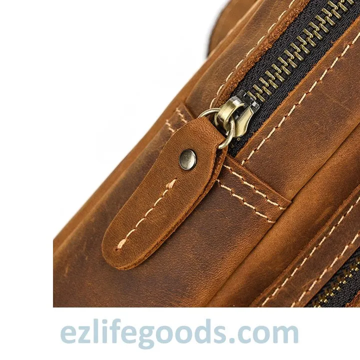 Unisex Cowhide Chest Sling Bag, Casual Crossbody Messenger Bag