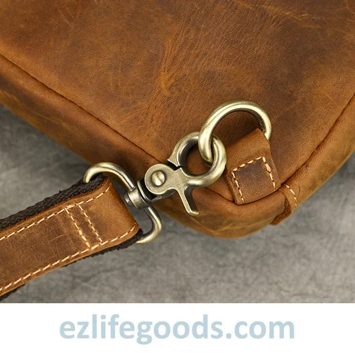 Unisex Cowhide Chest Sling Bag, Casual Crossbody Messenger Bag