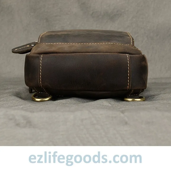 Unisex Cowhide Chest Sling Bag, Casual Crossbody Messenger Bag