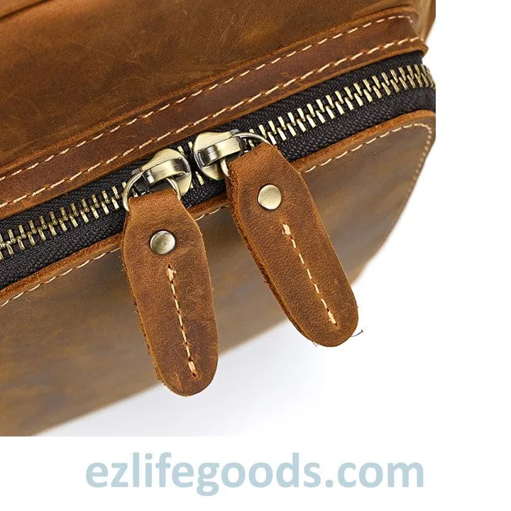 Unisex Cowhide Chest Sling Bag, Casual Crossbody Messenger Bag