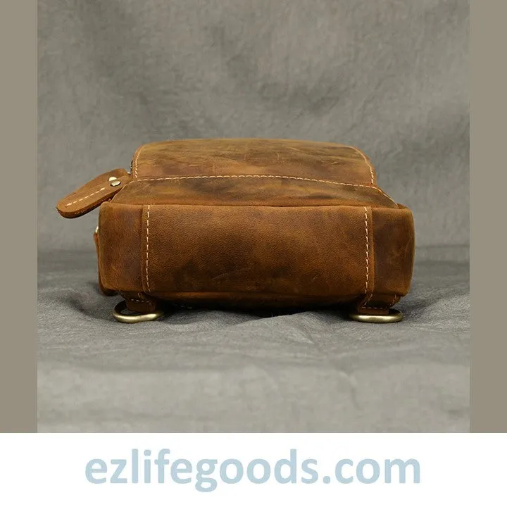 Unisex Cowhide Chest Sling Bag, Casual Crossbody Messenger Bag