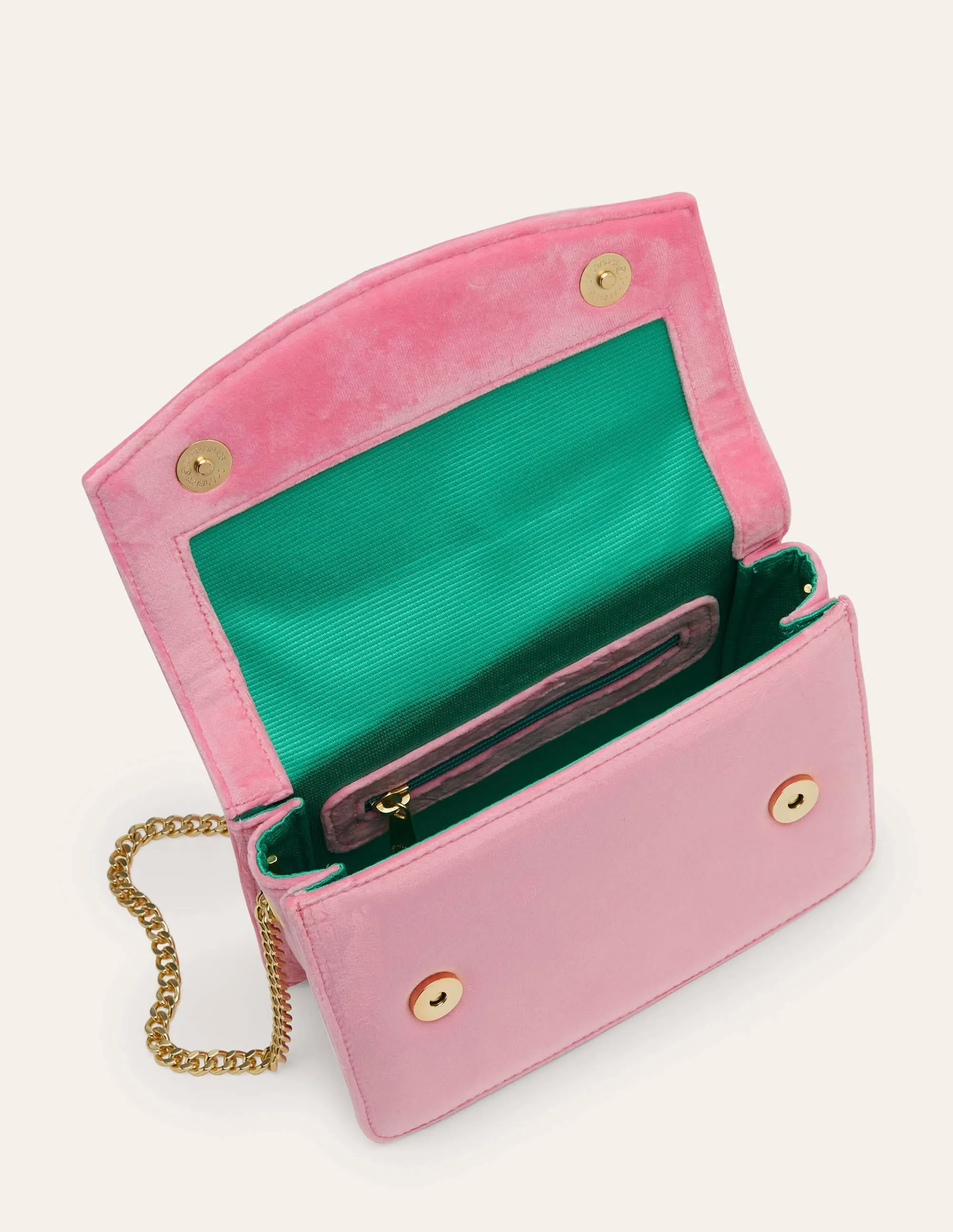 Velvet Tassel Crossbody Bag-Sachet Pink/Ming Green