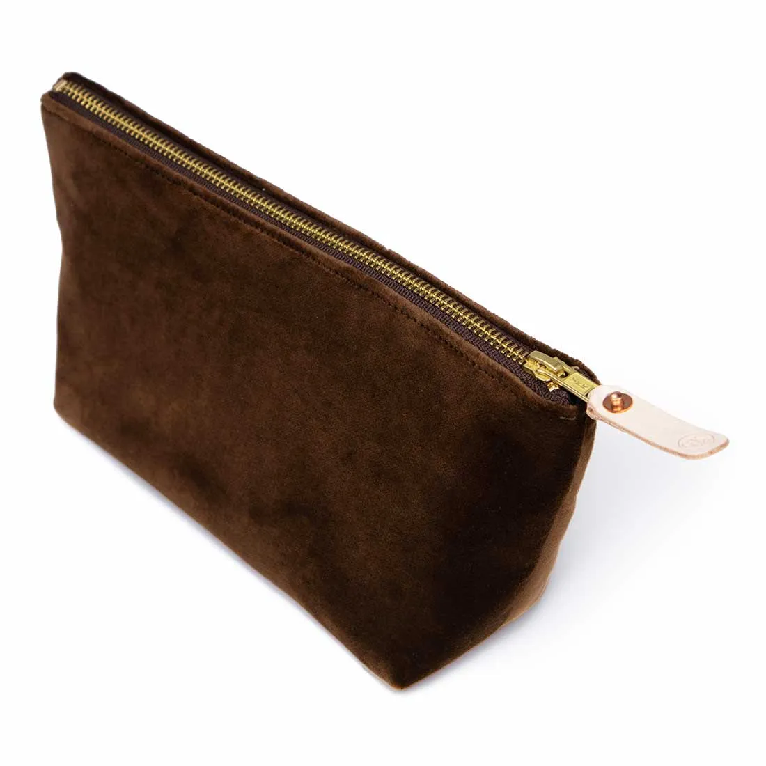 Velvet Travel Clutch-Walnut