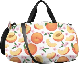 VIGTRO Peaches Spring Flowers Pattern Kids Overnight Travel Duffel Bag Sport Gym Bag for Boys Girls with Shoe Compartment, Carry On Weekender Luggage Bag for Dance Swim Yoga