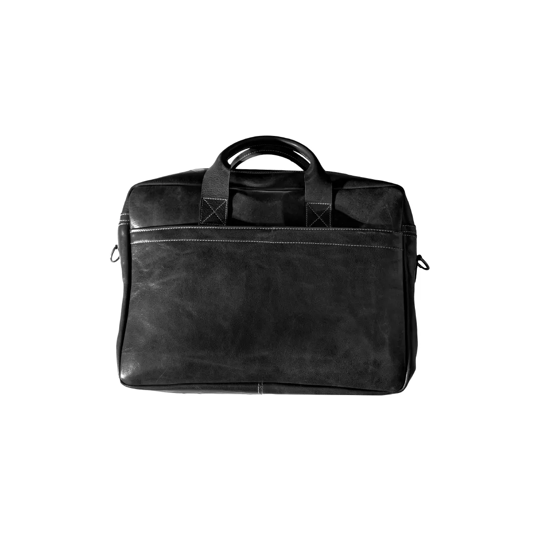 Vintage Executive Leather Briefcase - Black
