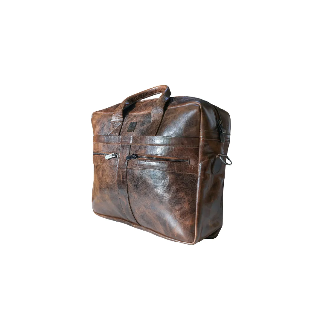 Vintage Executive Leather Briefcase - Rust