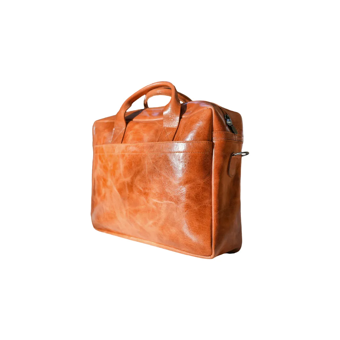 Vintage Executive Leather Briefcase - Tan