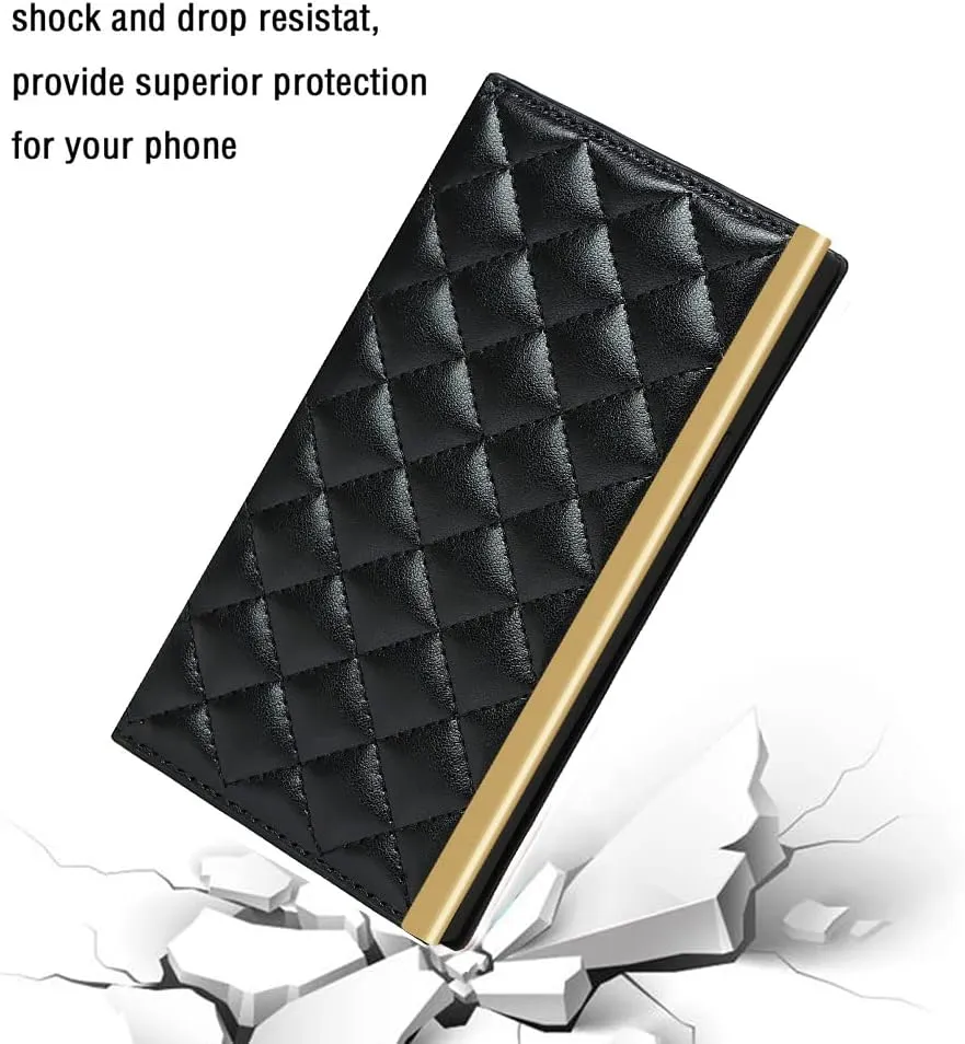 Wallet Case Apply to iPhone 12 mini,Luxury Fashion Flip Purse Leather Bag with Card Slots Crossbody Chain Shoulder Strap with Mirror Bracket Shockproof Protector (iPhone 12 mini, Black)