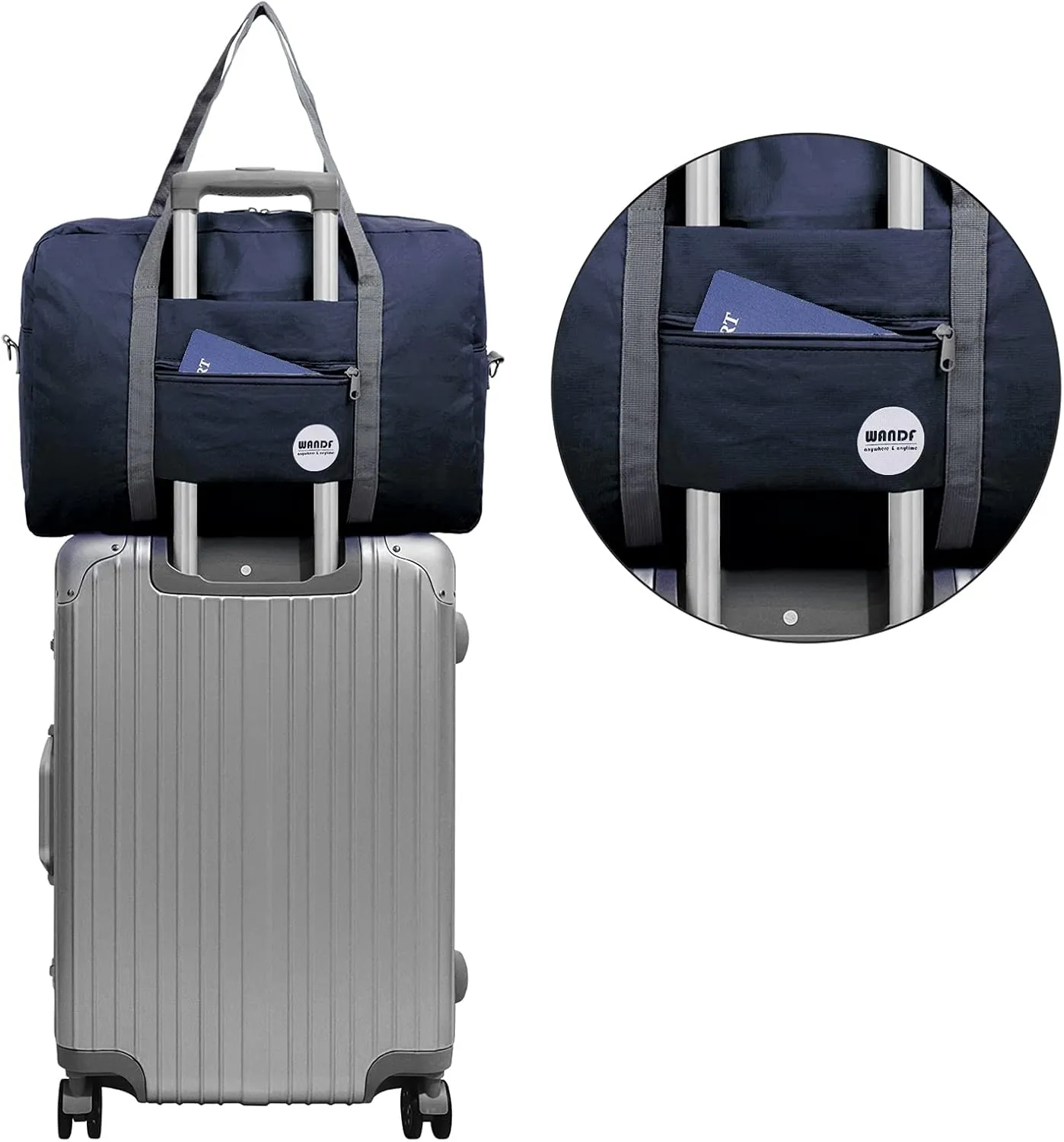 WANDF For Spirit Airlines Personal Item Bag 18x14x8 Travel Duffel Bag Underseat Foldable Carry-on Luggage for Women
