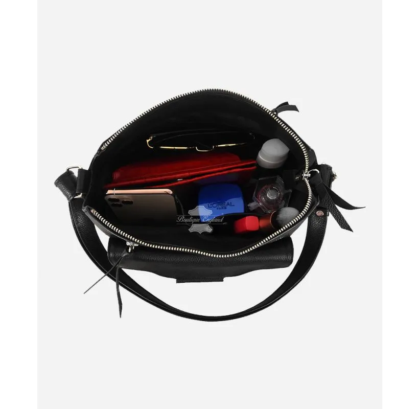 Womens Shoulder Bag Black Leather Travel Satchel Handbags For Women