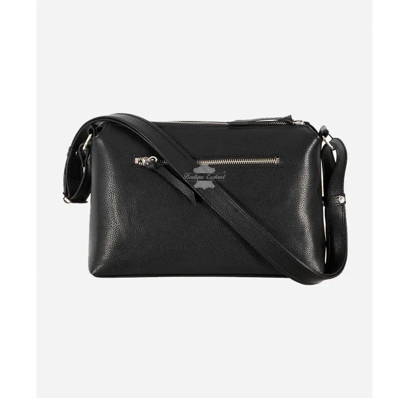 Womens Shoulder Bag Black Leather Travel Satchel Handbags For Women