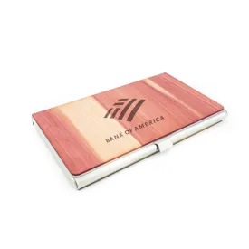 Wood Business Card Holder with Corporate Logo