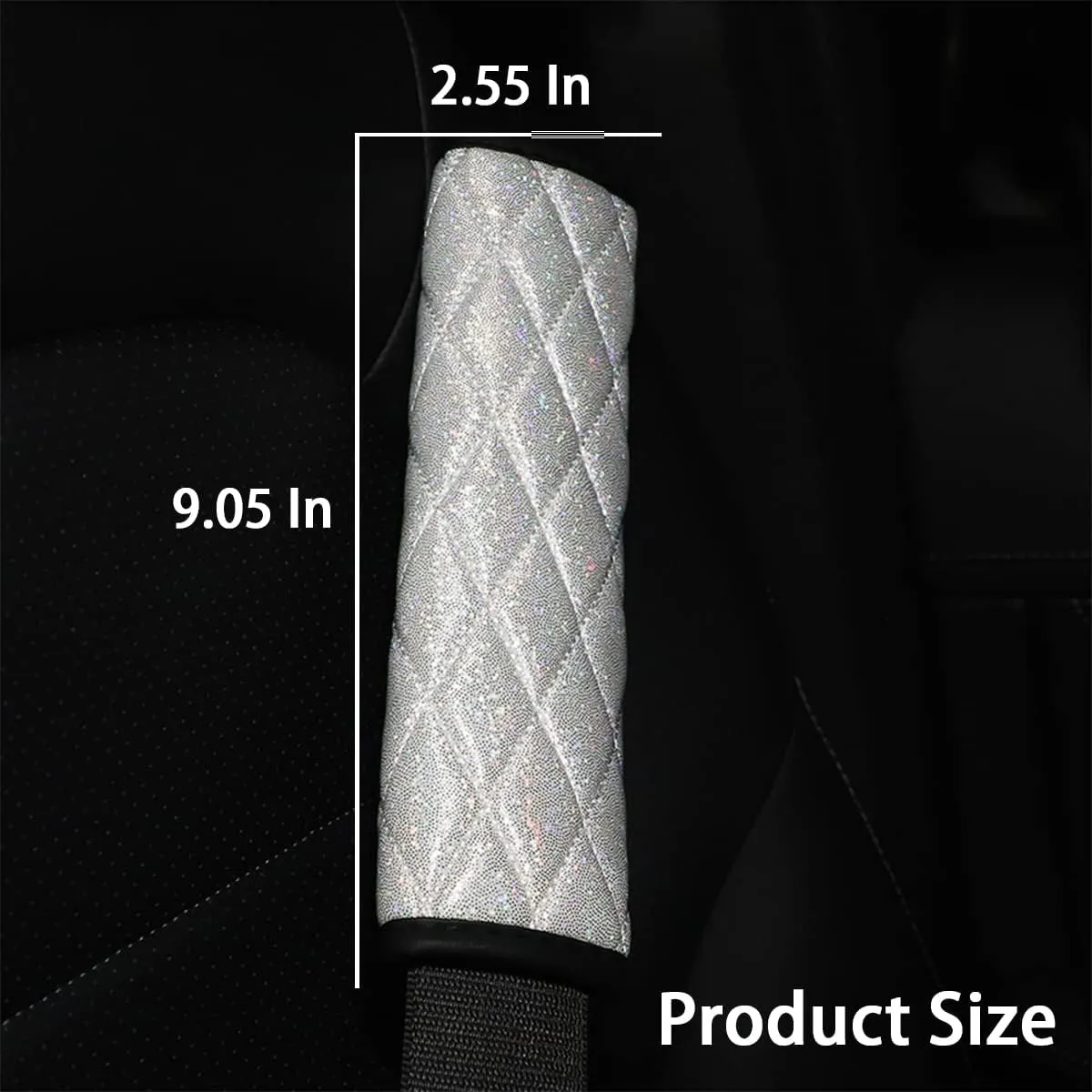 zipelo 2 Pcs Auto Seat Belt Cover, Sparkling Seatbelt Shoulder Strap Protector Harness Pads for a More Comfortable Driving, Accessories Compatible with All Cars and Backpack Guard Neck and Shoulder